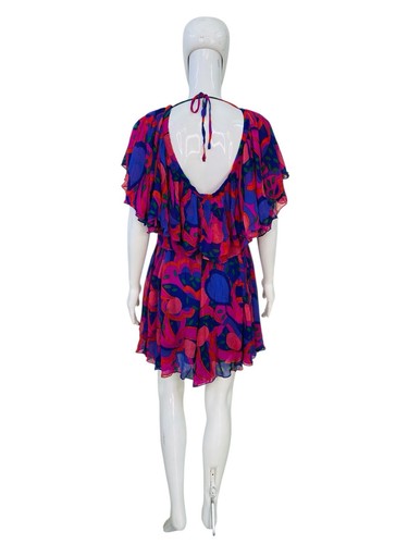 Isabel Marant Femmes Amelie Abstrait Imprimé Volants Court Mini Robe Taille M - Photo 14 sur 18