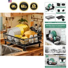 Estante de secado de platos, estante para platos, estante para platos de acero inoxidable para mostrador de cocina,...