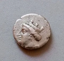 Pontos, Amisos. AR Drachm c. 400-300 BC. Head of to Hera / Owl