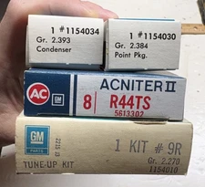 NOS GM Tune Up Kit #1154010/#9R/#5613302 w/ R44TS Spark Plugs, Points, Condenser