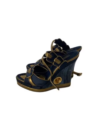 SAOLA Sandali LOUIS VUITTON donna collezione linea zeppa suola colore navy taglia 36 usati Jp