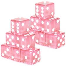 Adecortalk 12 Pcs 19 mm Casino Dice Acrylic Pink Translucent D6 Dice 6 Sided ...