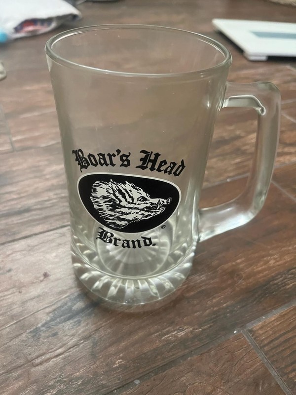BOAR'S HEAD BRAND Heavy Vintage Glass Beer Mug