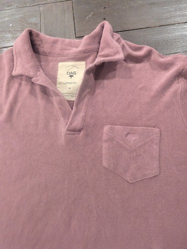 Herren OAS Größe Medium Kurzarm Frottee Polo Dusty Plum Resortkleidung Pool zu Polo - Bild 4 von 6