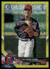 L498 YU-CHANG RC 2018 BOWMAN CHROME YELLOW SHIMMER 13/75 INDIANS #BCP-128