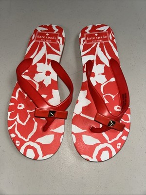 Kate Spade New York Spade Flower Flipflops red white floral print Women s Size 6