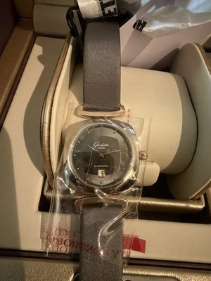 GLASHUTTE ORIGINAL SS Gold Pavonina Grey Dial Satin Strap Watch 1-03-01-27-06-34