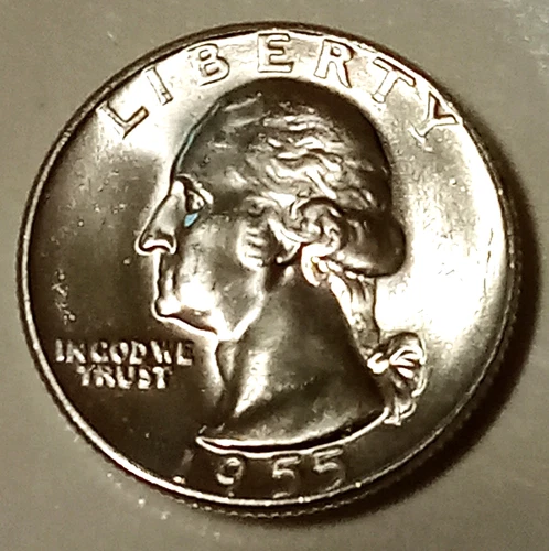 🟅 UNC 1955 90% Silver Wash. Quarter 25¢ - 71-Year-Old Coin