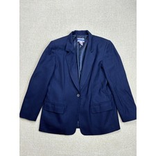 Pendleton Petite Navy Blue 100 Virgin Wool Single Button Blazer Jacket Size 10P