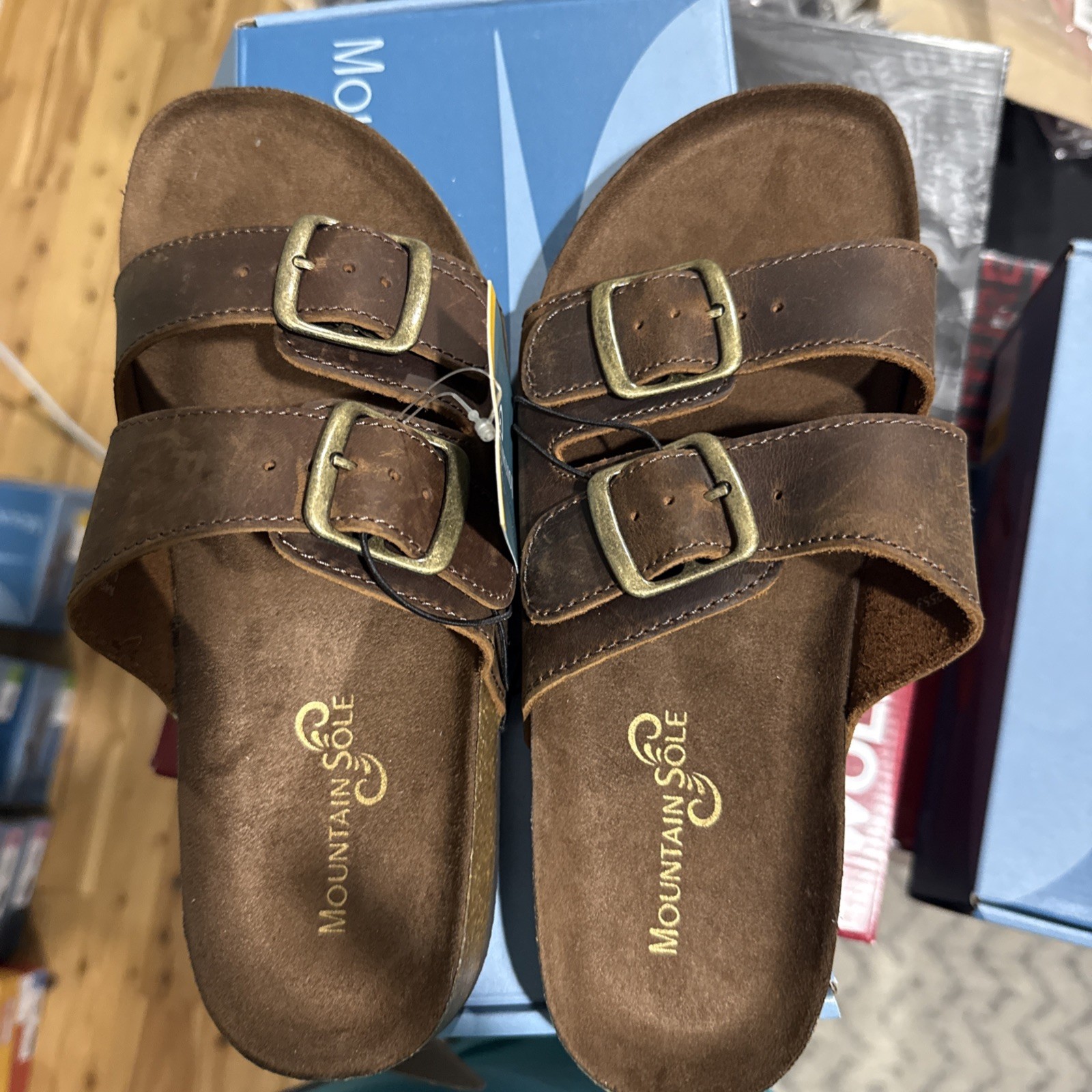 Mountain Sole Women's Brown Leather Footbed Sandals Size 8 NIB NWT