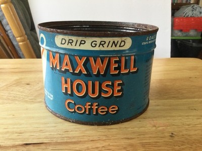 Vintage Maxwell House Drip Grind Coffee Tin Can has no lid - One pound can