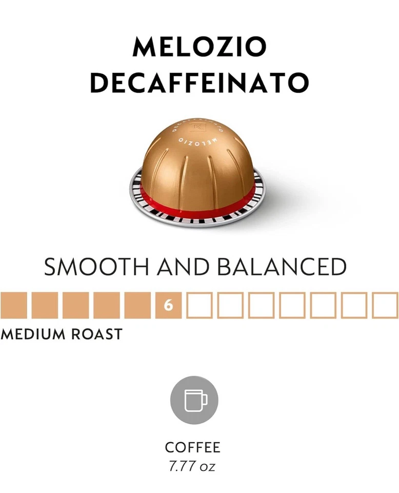 Cápsulas de café tostadas medianas Nespresso Vertuo Melozio Decaffeinato 50 quilates mejores para 2026 Foto 2 de 4