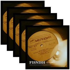 Fisnish 12.5"x12.5" Vinyl Record Frame 5-Pack - Classic Black MDF Wood