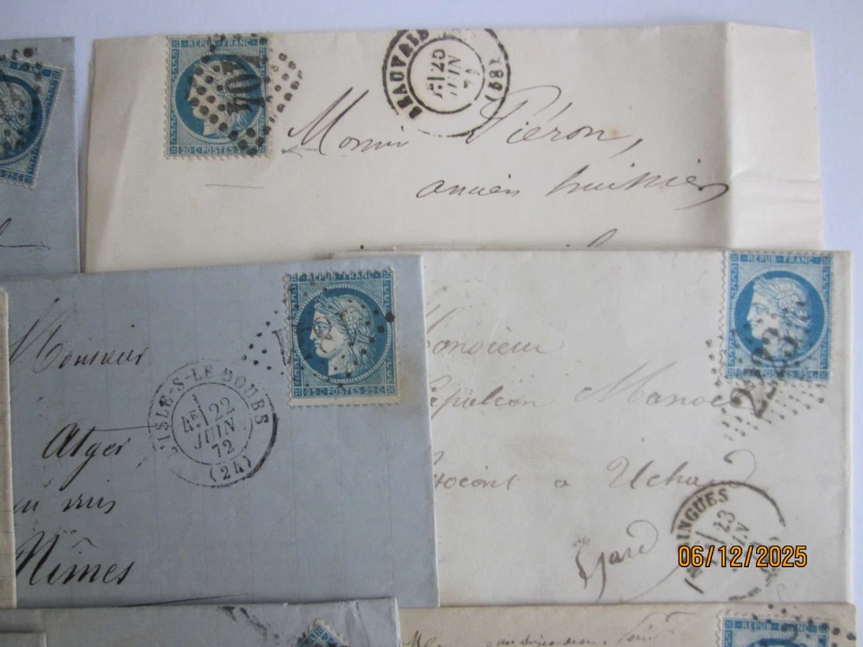 Lettre GC - Lot de 12 Oblitérations Gros Chiffres avec 20c Cérès bleu - Photo 3/4