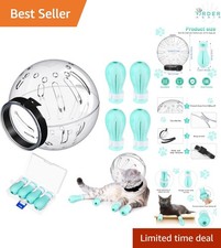 Cat Grooming Hood Paw Covers Kit Silicone Anti Bite Muzzle Boots Pet Safety