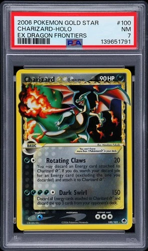 2006 POKEMON EX DRAGON FRONTIERS GOLD STAR #100 CHARIZARD-HOLO PSA 7