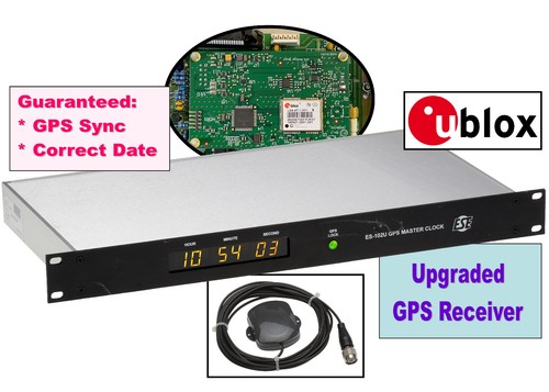 ESE ES-102U UPGRADED ublox GPS SMPTE/EBU TC90 Timecode LED Clock Time Receiver