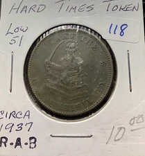 1837 Hard Times Token HTT HT-70 Low-51 Andrew Jackson I Take Responsibility R1 F