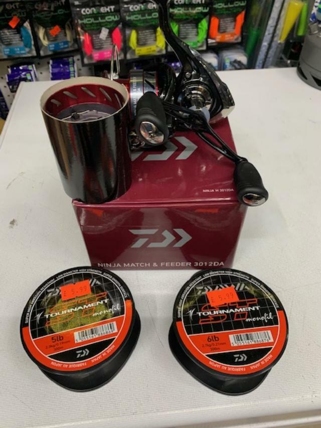DAIWA NINJA MATCH & FEEDER CARP FISHING REEL 3012DA st line 5 6lbs DAIWA NINJA MATCH & FEEDER CARP FISHING REEL 3012DA st line 5 6lbs