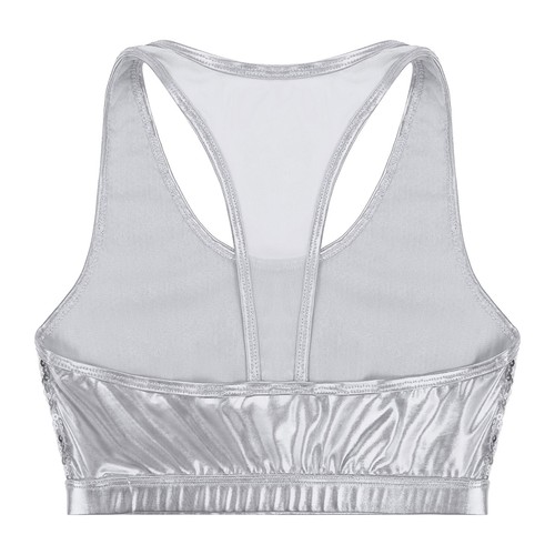 Sexy Mujeres Brillantes Lentejuelas Sujetador Deportivo Prenda para el torso sin mangas Chaleco Entrenamiento Gimnasio Camisas Camisa Activa - Imagen 27 de 50
