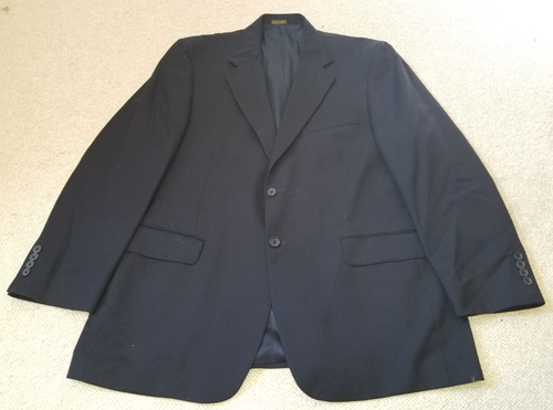 Mens Suit-STAFFORD-navy blue 100% worsted wool 2-button pleated-44R / 38x32 - Picture 5 of 8