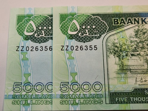 Somaliland 5000/2011 , ZZ Replacement * Mehilba RH1 UNC x2 consecutive.SR1 WS18M - Picture 3 of 7