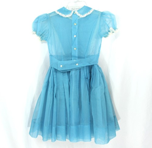 Vintage Claire Schwartz Sheer Organza Lace Trim Short Sleeve Girls Dress 6/7 - Picture 7 of 10