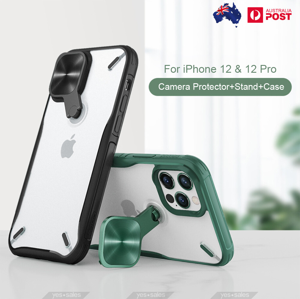 For iPhone 13 Pro Max 12 Pro Max Case Camera Protector Kickstand Clear Cover