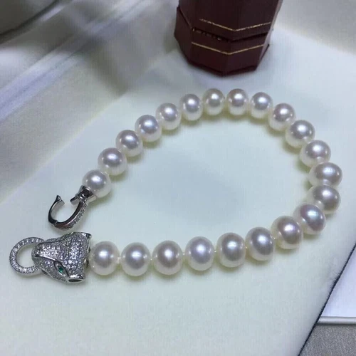 Atemberaubendes Natura AAA Japaner 8-9 mm Südsee Weiß Perle Armband 7,5-8 Zoll 925S - Bild 3 von 5