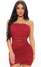FASION NOVA MINI DRESS JD3296 SIZE M MISS ME MESH red lined wrap dress