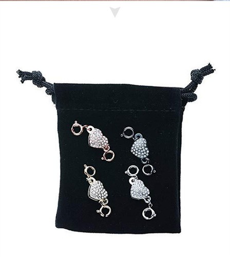 2 Set Heart Connectors DIY Rhinestone End Clip Jewelry Making Magnetic Clasp - Picture 4 of 13