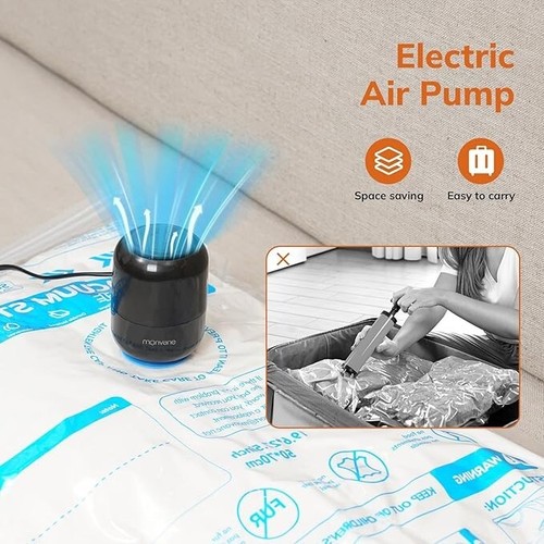 Vakuum Kompression Aufbewahrungsbeutel für Tücher 12 Stück mit kabelgebundener elektrischer Luftpumpe - Bild 4 von 6