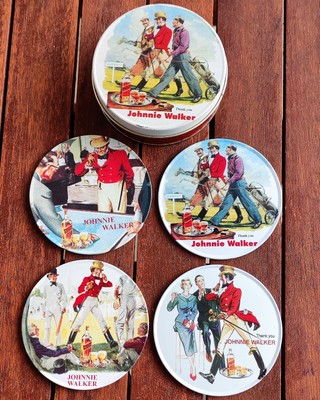 Johnnie Walker 4x Coaster Set Tin Box