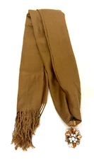 Pashmina Brown w/ Metal & Bead Accents ~ 74" L x 27" W