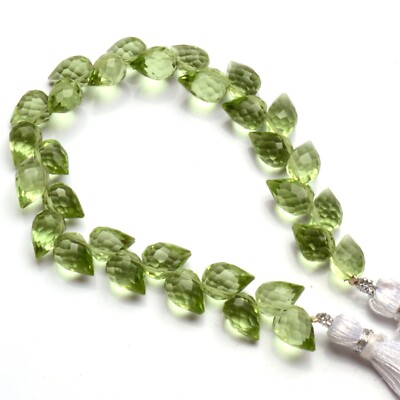 Prasiolite Color Quartz 10x7 mm Size Faceted Flower Buds Shape Beads 7'' Strand