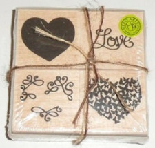 COLOR LAYERING LOVE HEART Rubber Stamps LP397 Hero Arts Set of 4 Brand NEW wed