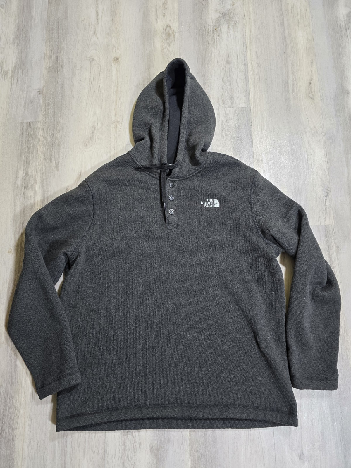 The North Face Mens Charcoal Gray 1/4 Zip Button Hoodie Size 2XL