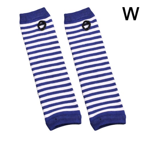 Women Striped Warmer Arm Sleeves Ladies Winter Soft Long Fingerless Gloves - Picture 35 of 36
