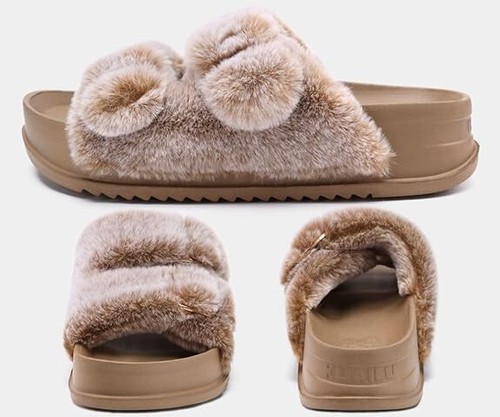 KuaiLu Women’s Fluff Platform Open Toe Slipper with Arch Support - Picture 14 of 19