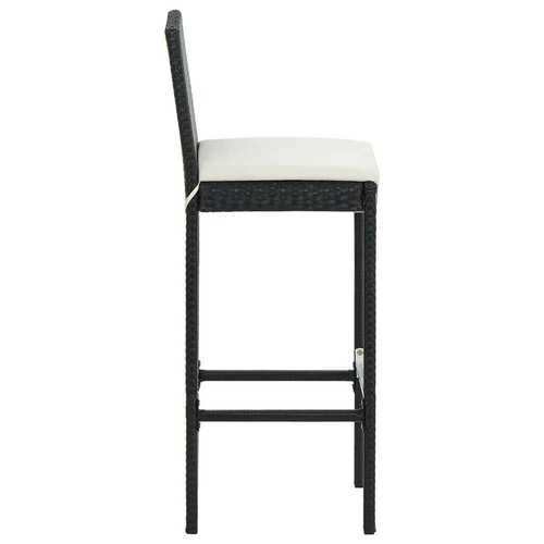 NNEVL 3 Piece Garden Bar Set with Cushions Poly Rattan Black - Picture 9 of 10