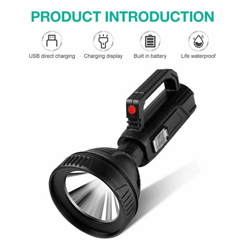 Rechargeable LED Searchlight Portable Super Bright Handheld Spotlight Flashlight - Picture 5 of 12