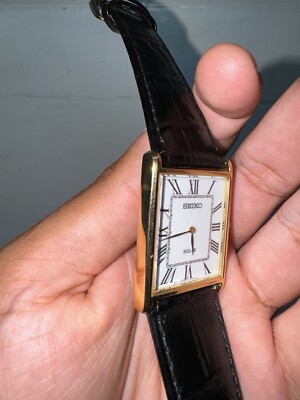 時計 Seiko SUP880 TOP MINT] SEIKO SUP880 Mens Gold Tank Watch w/Box & Papers