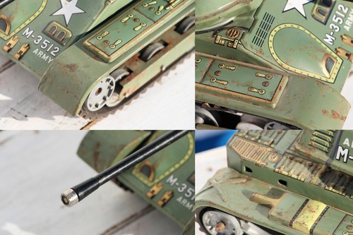 Vintage Set of Two Tin Toys: Large Tank Army M-3512 and Jaguar X-77 Tank, Japan - Picture 10 of 12