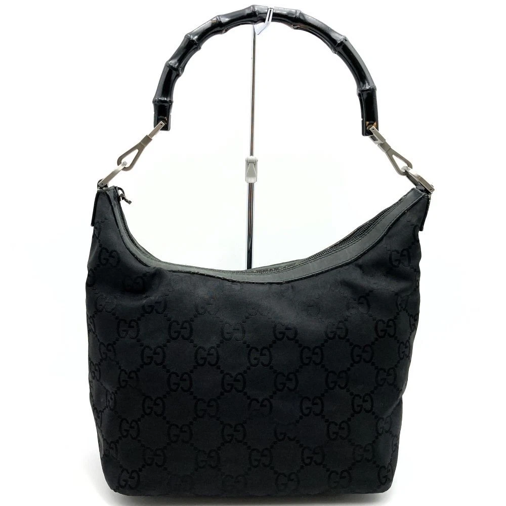 Sac bandoulière femme GUCCI nylon noir bambou Big GG   Occasion avec petit barrage