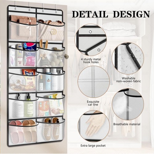 Over The Door OrganizerOver Door Hanging Organizer for Closet with 10 Pockets... - Picture 5 of 8