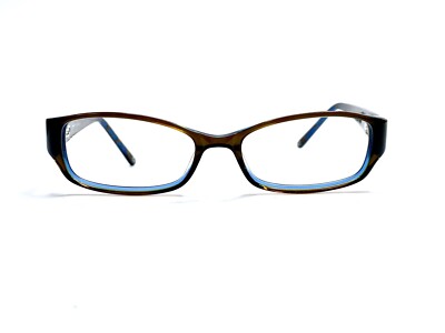 Coach Brown Blue Clear Rectangular Glasses Logo Temple Nuala 