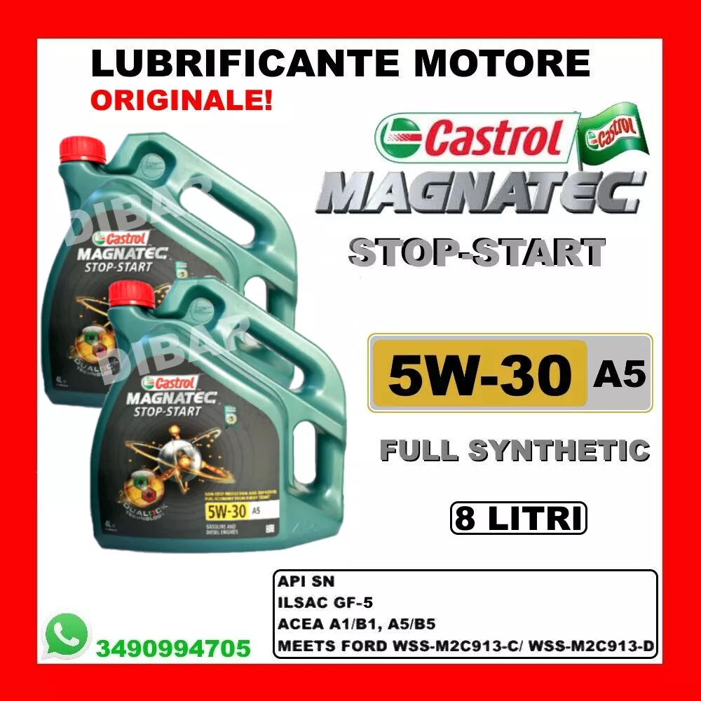 8LT CASTROL MAGNATEC STOP-START OIL 5W30 A5 ACEA A1/B1 A5/B5 2 4 LITRE MILK