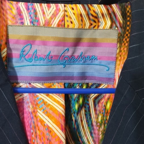 Robert Graham Navy Blue Pin-Striped Cotton Blazer 2XL - Picture 5 of 7