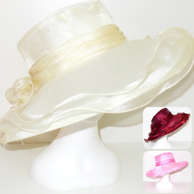 Cappello Cerimonia a falda larga elegante donna bianco panna art. D0604 |  eBay