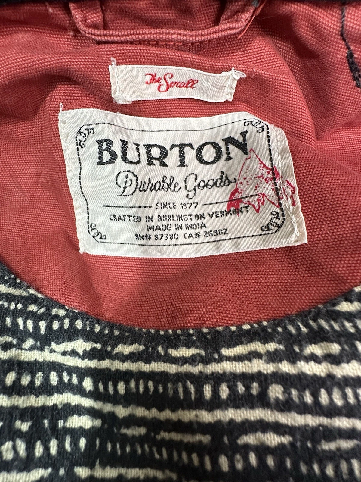 burton durable goods canvas button delta lined jacket